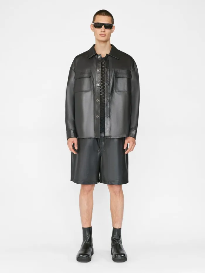 Men Pants and Shorts FRAME Leather Short 8212 Noir Men Pants and Shorts FRAME Leather Short 8212 Noir