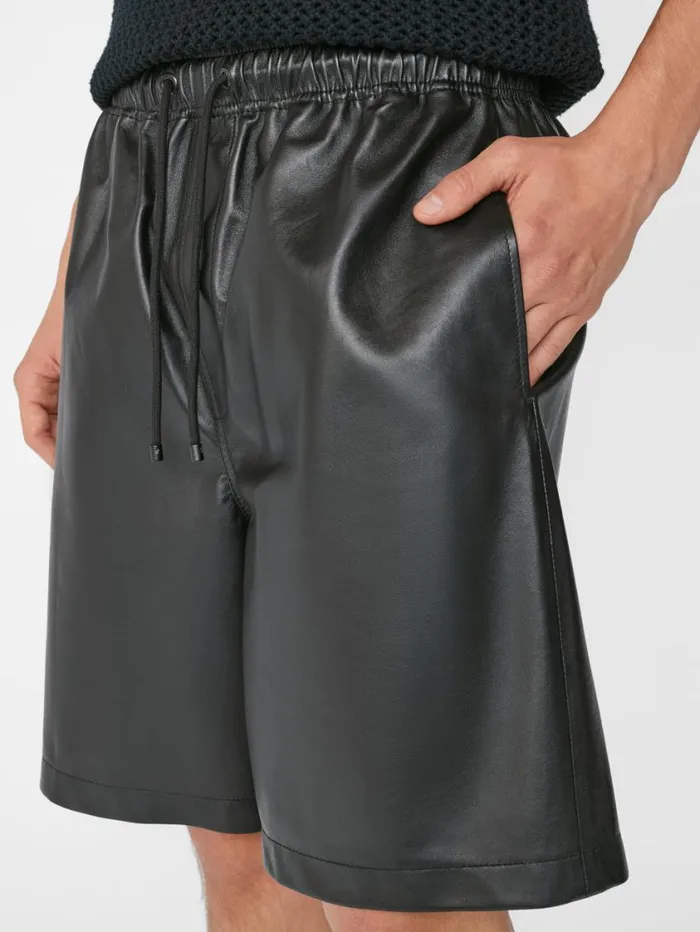 Men Pants and Shorts FRAME Leather Short 8212 Noir Men Pants and Shorts FRAME Leather Short 8212 Noir