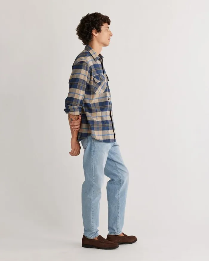 Men PLAID BURNSIDE DOUBLEBRUSHED FLANNEL SHIRT Seaside Bluered Pendleton Shirts