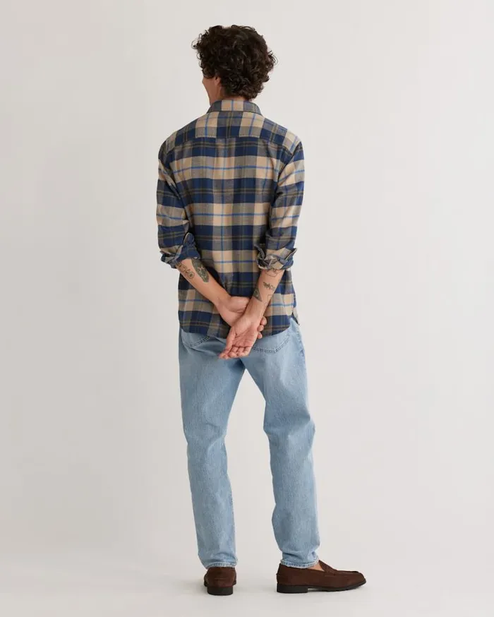 Men PLAID BURNSIDE DOUBLEBRUSHED FLANNEL SHIRT Seaside Bluered Pendleton Shirts