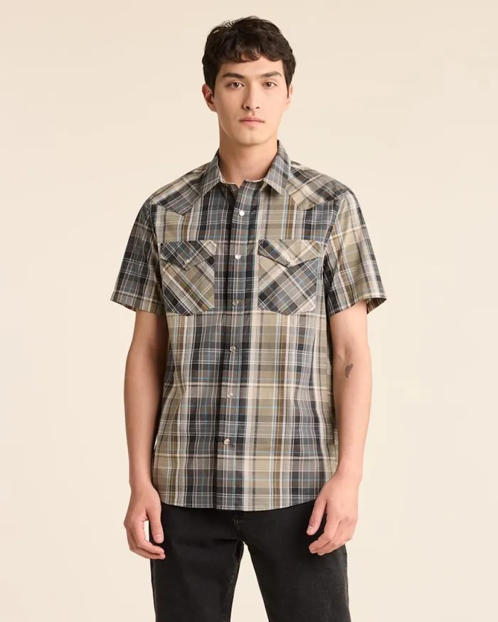 Men PLAID SHORTSLEEVE BISHOP COTTON SHIRT Navygoldecru Plaid Pendleton Shirts Men PLAID SHORTSLEEVE BISHOP COTTON SHIRT Navygoldecru Plaid Pendleton Shirts