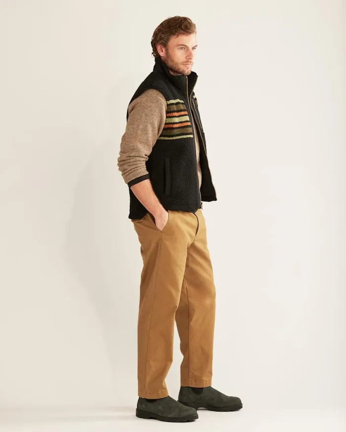 Men RIDGELINE BERBER FLEECE VEST Olive Camp Stripe Pendleton Jackets and Coats