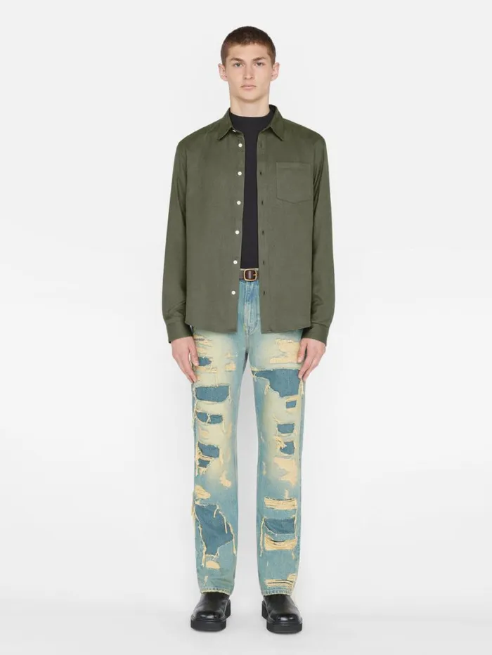 Men Shirts FRAME Brushed Cotton Shirt 8212 Khaki Green Men Shirts FRAME Brushed Cotton Shirt 8212 Khaki Green