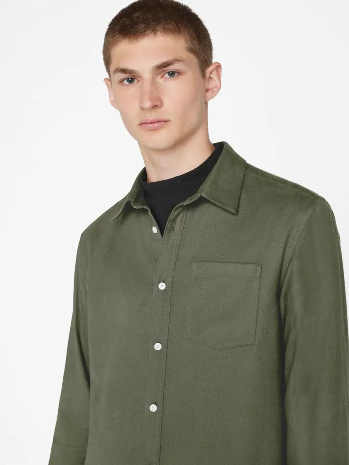 Men Shirts FRAME Brushed Cotton Shirt 8212 Khaki Green Men Shirts FRAME Brushed Cotton Shirt 8212 Khaki Green