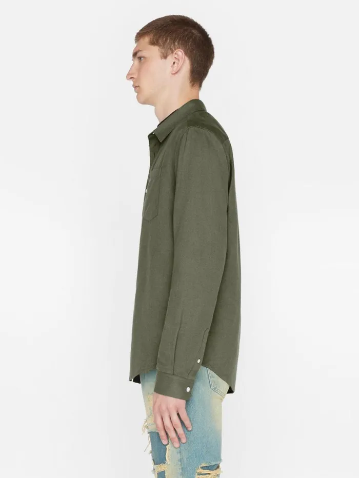 Men Shirts FRAME Brushed Cotton Shirt 8212 Khaki Green Men Shirts FRAME Brushed Cotton Shirt 8212 Khaki Green