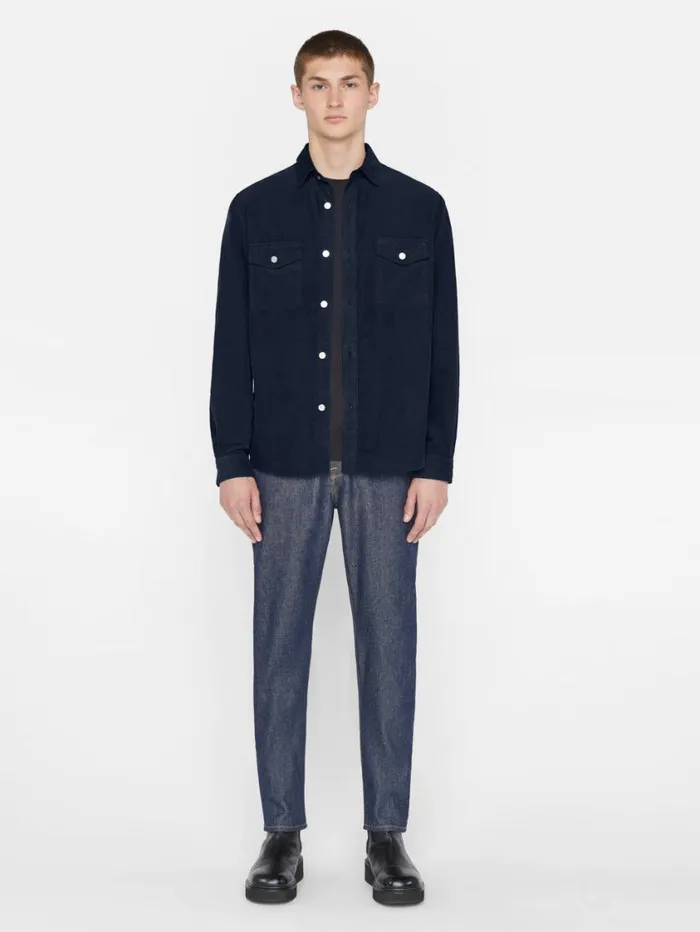 Men Shirts FRAME Double Pocket Micro Corduroy Shirt 8212 Midnight Blue Men Shirts FRAME Double Pocket Micro Corduroy Shirt 8212 Midnight Blue