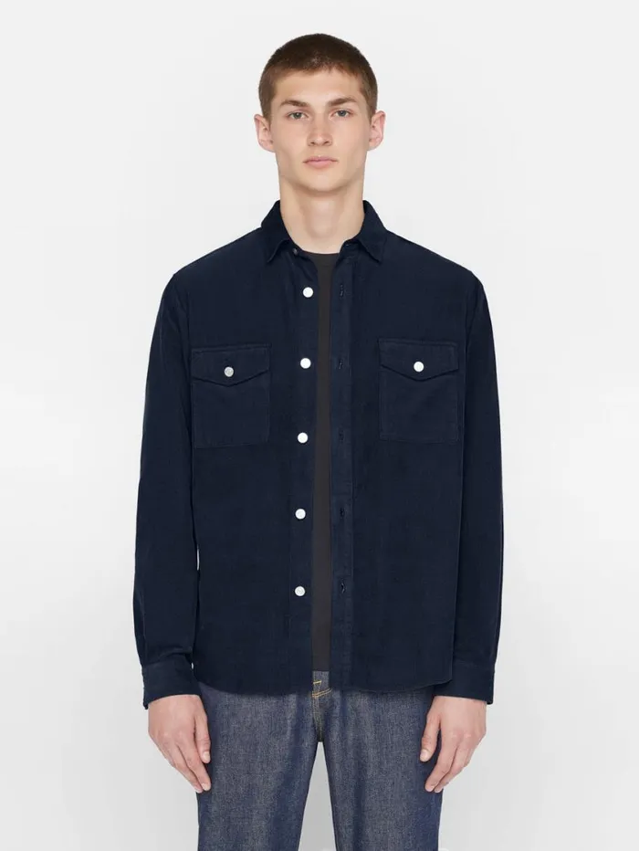 Men Shirts FRAME Double Pocket Micro Corduroy Shirt 8212 Midnight Blue Men Shirts FRAME Double Pocket Micro Corduroy Shirt 8212 Midnight Blue