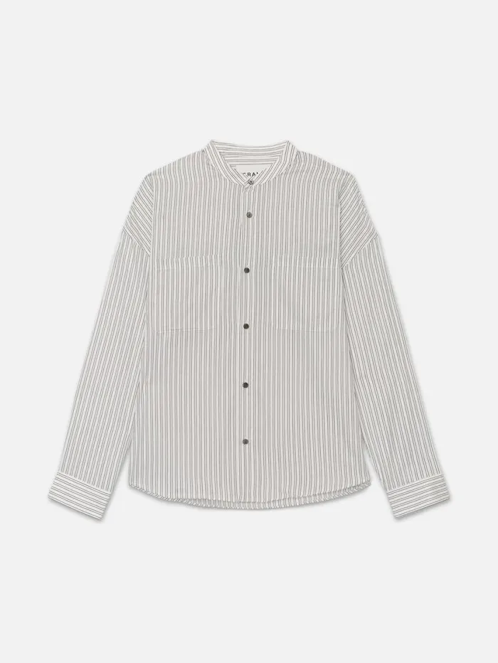 Men Shirts FRAME Relaxed Striped Shirt 8212 Black White Stripe