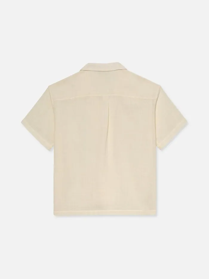 Men Shirts FRAME Short Sleeve Camp Collar Shirt 8212 Off White