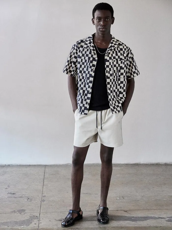 Men Shirts FRAME Vintage Print Shirt 8212 Dark Navy