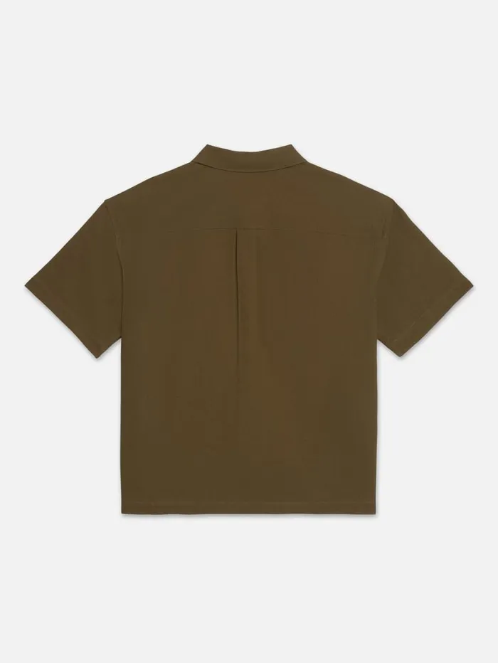 Men Shirts FRAME Waffle Textured Short Sleeve Shirt 8212 Dark Beige