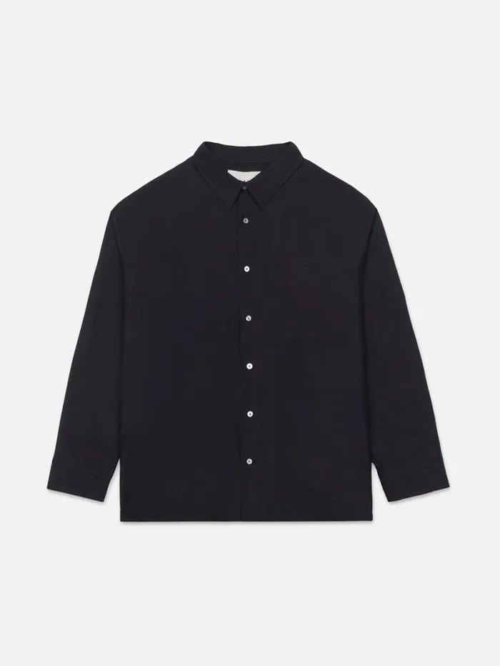 Men Shirts FRAME Wool Blend Relaxed Shirt 8212 Dark Navy