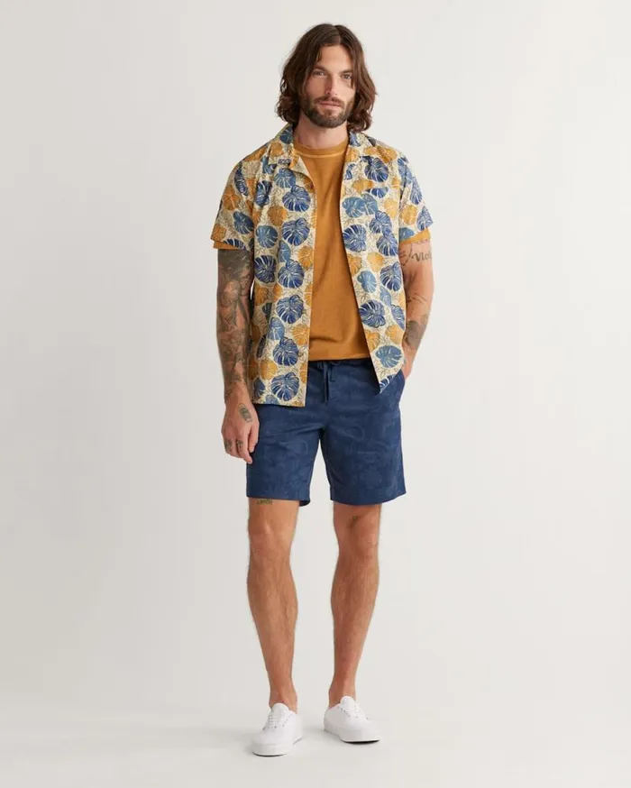 Men SHORTSLEEVE ALOHA SHIRT Blue Monstera Pendleton Shirts