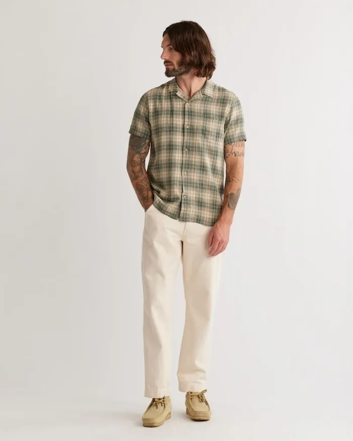 Men SHORTSLEEVE LINEN CAMP SHIRT Espressokhaki Plaid Pendleton Shirts