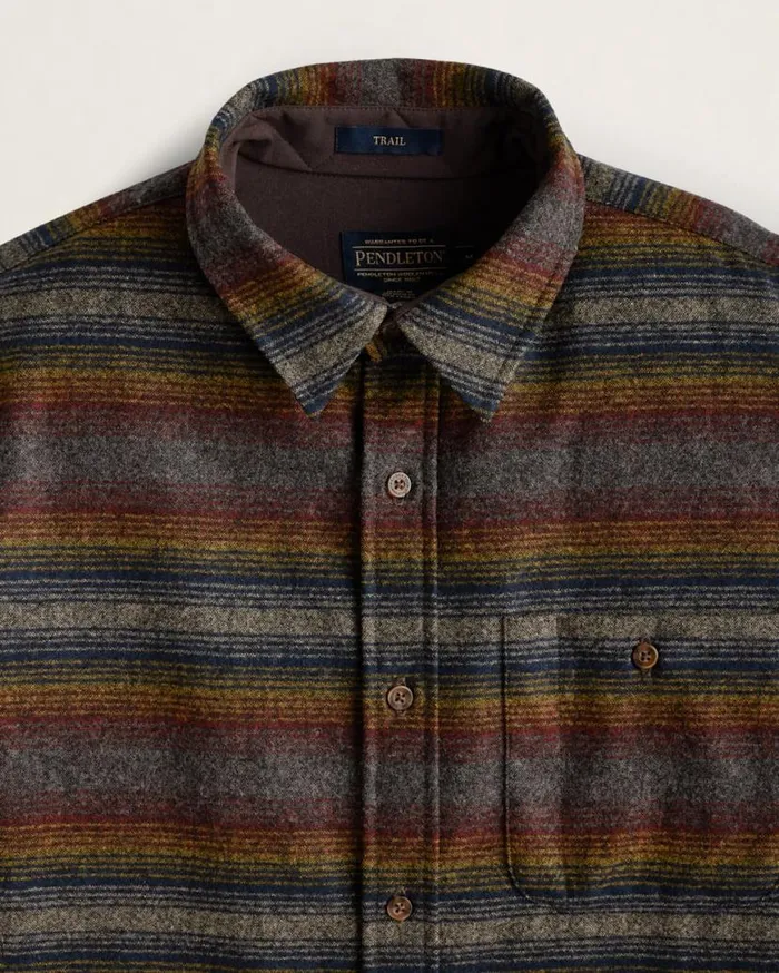 Men STRIPE ELBOWPATCH TRAIL SHIRT Brown Multi Ombre Stripe Pendleton Shirts