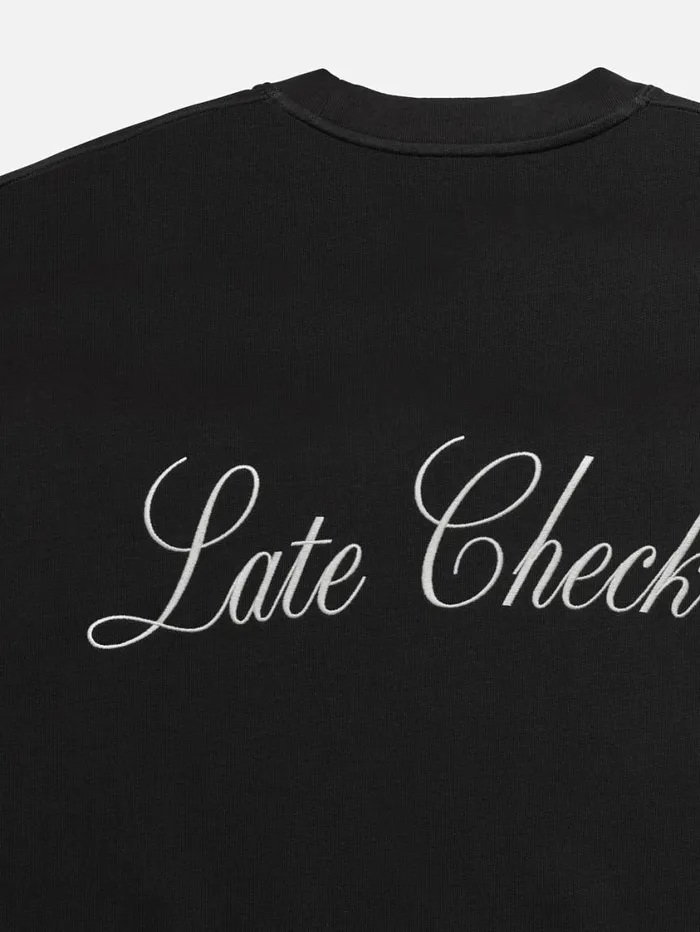 Men Sweaters and Hoodies FRAME Ritz Unisex Late Check Out Crewneck 8212 Black Men Sweaters and Hoodies FRAME Ritz Unisex Late Check Out Crewneck 8212 Black