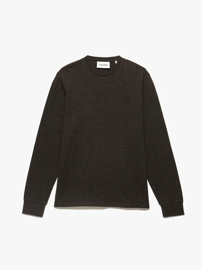 Men Tees FRAME Duo Fold Long Sleeve Crew 8212 Heather Espresso