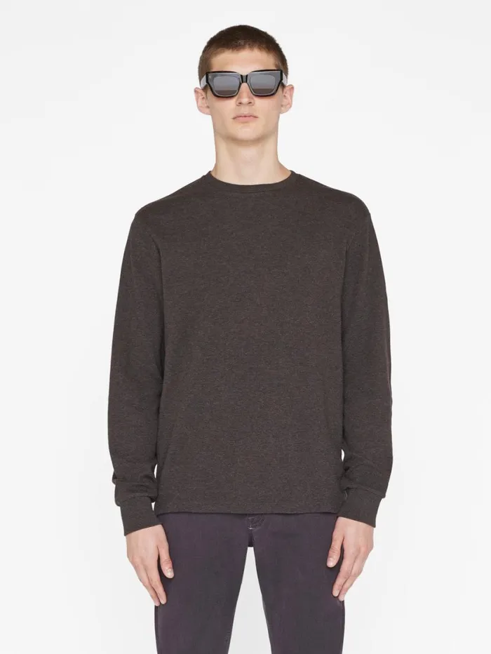 Men Tees FRAME Duo Fold Long Sleeve Crew 8212 Heather Espresso Men Tees FRAME Duo Fold Long Sleeve Crew 8212 Heather Espresso