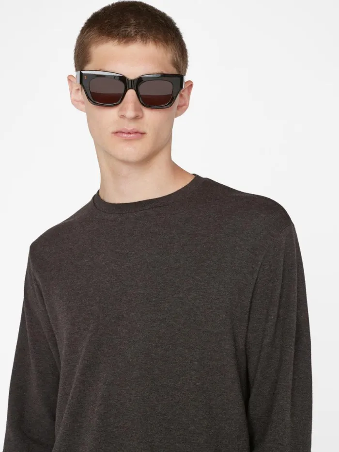 Men Tees FRAME Duo Fold Long Sleeve Crew 8212 Heather Espresso Men Tees FRAME Duo Fold Long Sleeve Crew 8212 Heather Espresso