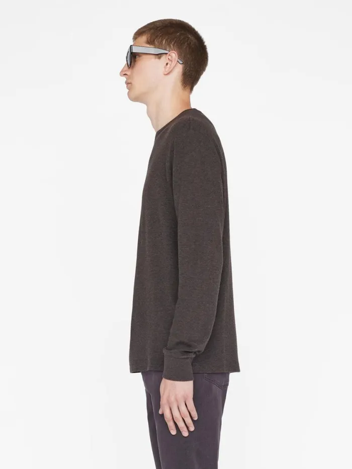 Men Tees FRAME Duo Fold Long Sleeve Crew 8212 Heather Espresso Men Tees FRAME Duo Fold Long Sleeve Crew 8212 Heather Espresso
