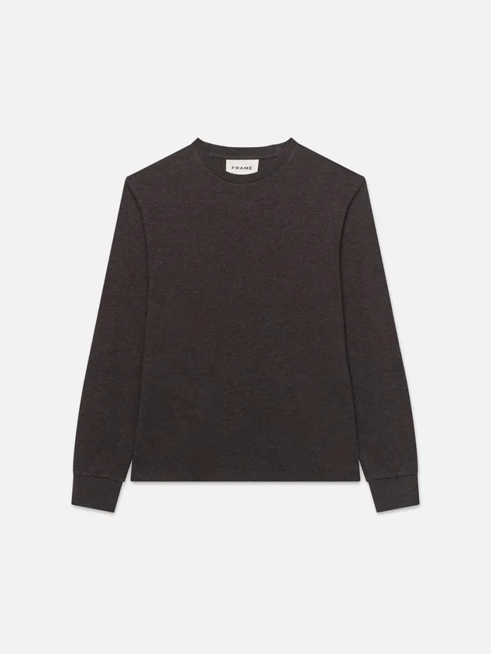 Men Tees FRAME Duo Fold Long Sleeve Crew 8212 Marron Heather