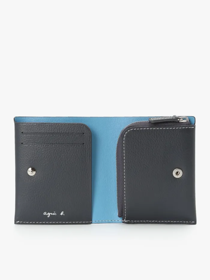 MenWomen Agns B Small Leather Goods Black And Blue Leather Wallet