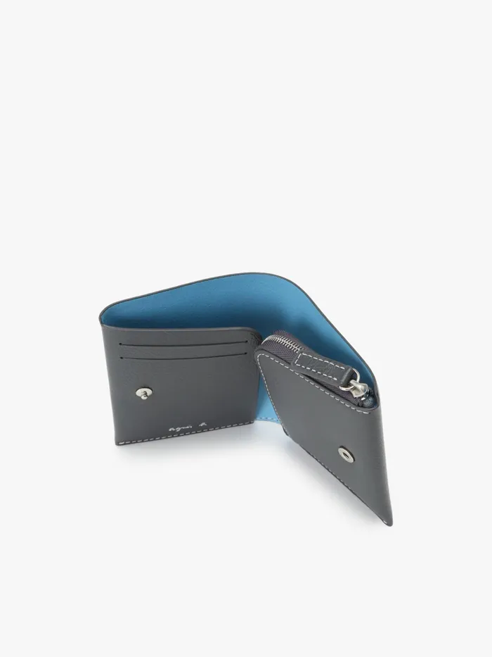 MenWomen Agns B Small Leather Goods Black And Blue Leather Wallet