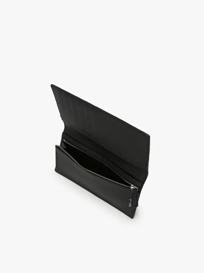 MenWomen Agns B Small Leather Goods Black Long Leather Wallet