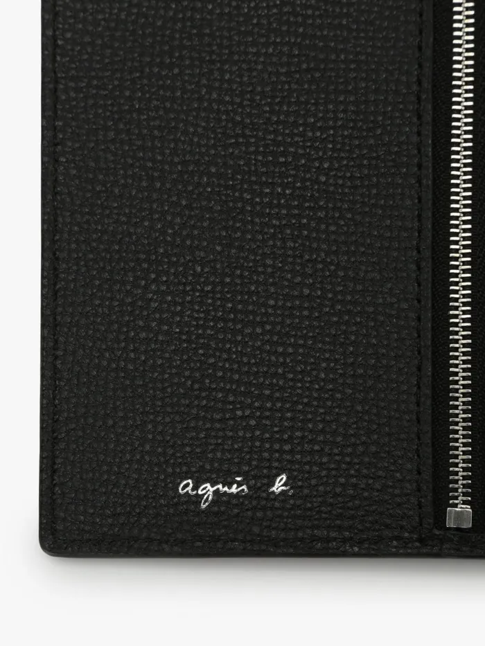 MenWomen Agns B Small Leather Goods Black Long Leather Wallet