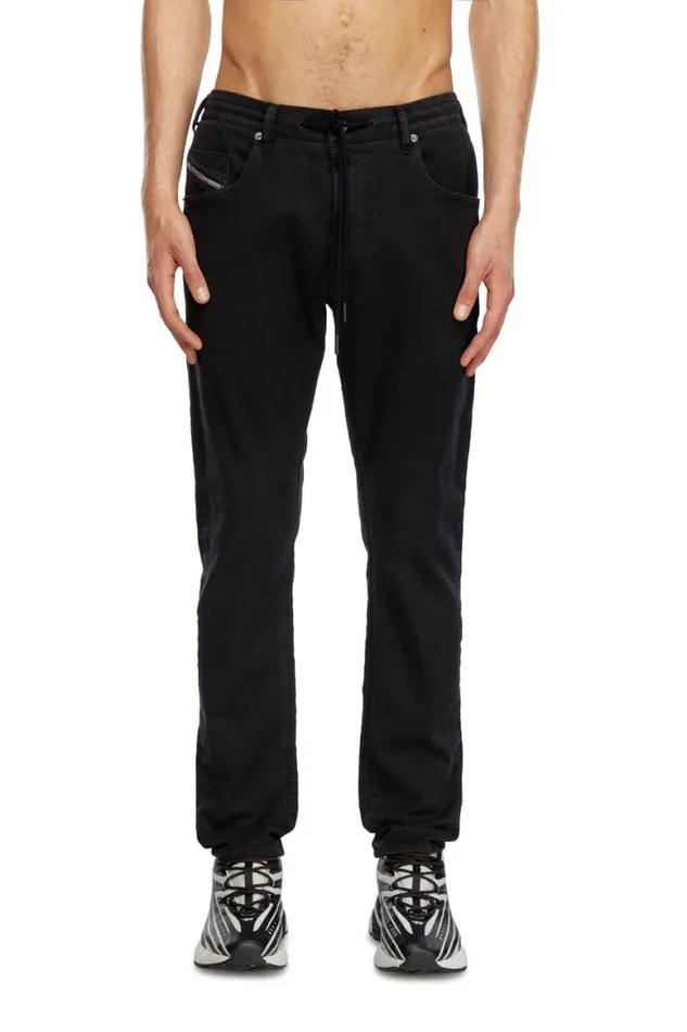 MenWomen Diesel Jeans Regular 2030 DKrooley Joggjeans 068NH Blackdark Grey