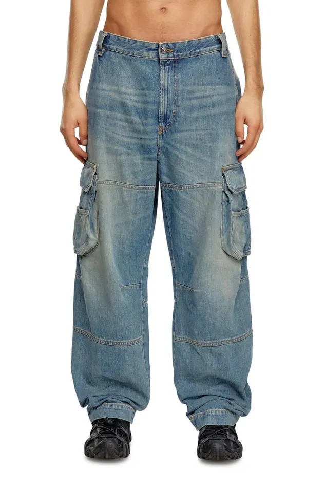 MenWomen Diesel Jeans Relaxed Jeans DFish 09J83 Light Blue