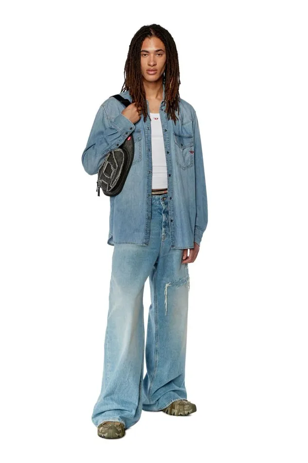 MenWomen Diesel Jeans Relaxed Jeans DRise 09E25 Light Blue