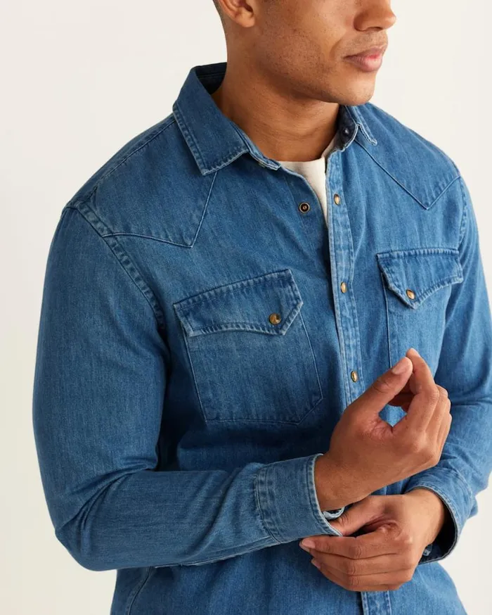 Men WYATT SNAPFRONT DENIM SHIRT Medium Indigo Pendleton Shirts