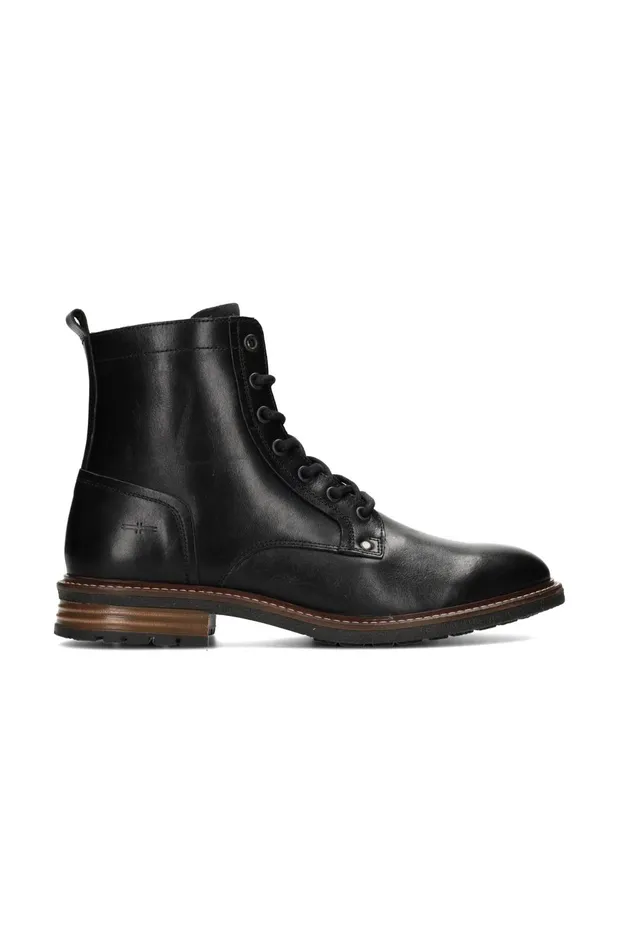 Mens Liverpool Los Angeles Boots RICHARD BURNISHED LEATHER LACE UP BOOT Black