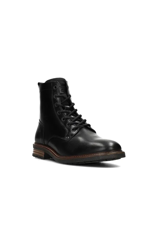 Mens Liverpool Los Angeles Boots RICHARD BURNISHED LEATHER LACE UP BOOT Black