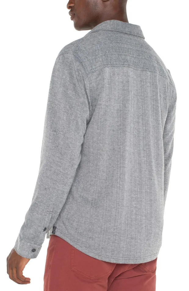 Mens Liverpool Los Angeles Shirts BUTTON UP LONG SLEEVE SHIRT Grey Herringbone