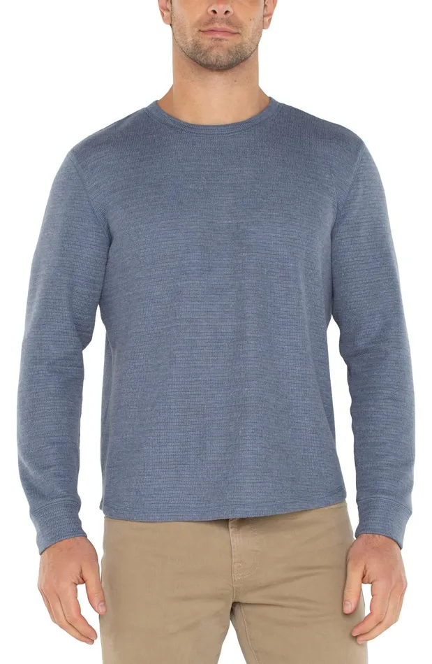 Mens Liverpool Los Angeles Shirts LONG SLEEVE CREW NECK Heather Blue