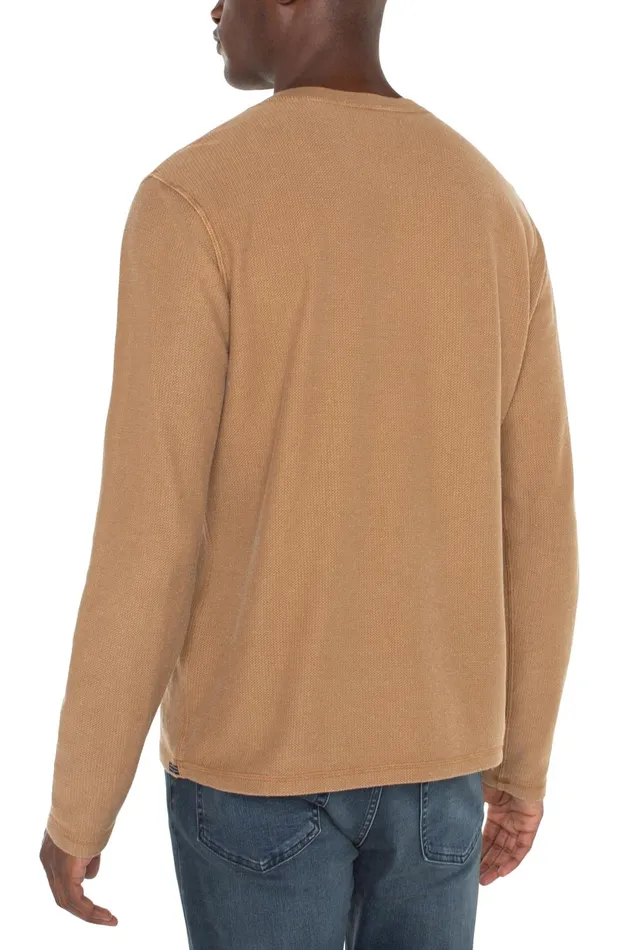 Mens Liverpool Los Angeles Shirts LONG SLEEVE HENLEY Tabacco Brown