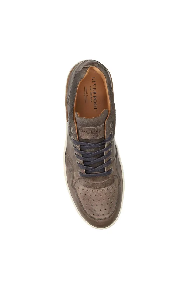 Mens Liverpool Los Angeles Sneakers LAUNCH TEXTURED LEATHER SNEAKER Grey