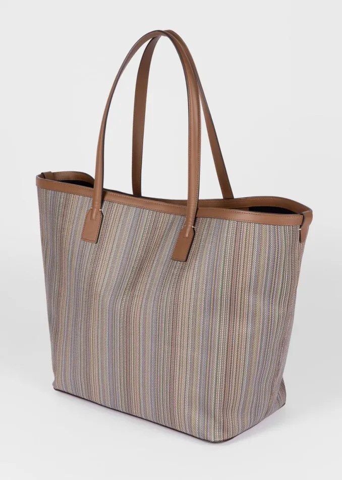 Mens Paul Smith Bags 039Signature Stripe039 Coated Canvas Tote Bag Mens Paul Smith Bags 039Signature Stripe039 Coated Canvas Tote Bag