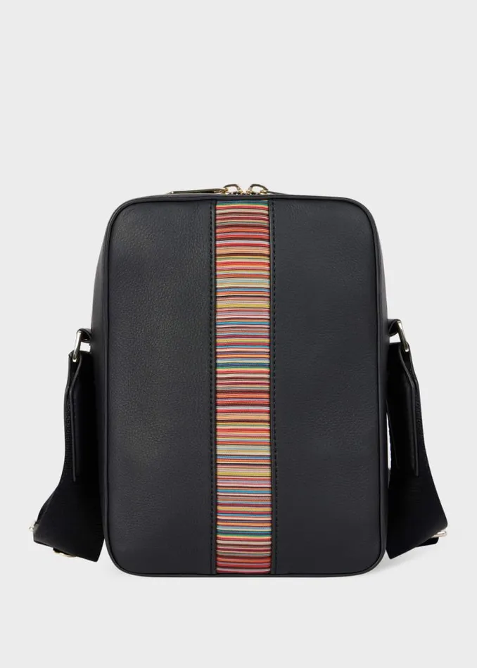 Mens Paul Smith Bags Black 039Signature Stripe039 Leather Flight Bag
