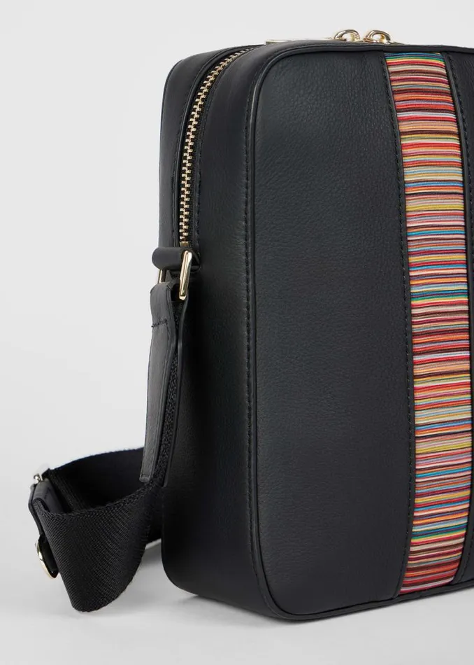 Mens Paul Smith Bags Black 039Signature Stripe039 Leather Flight Bag