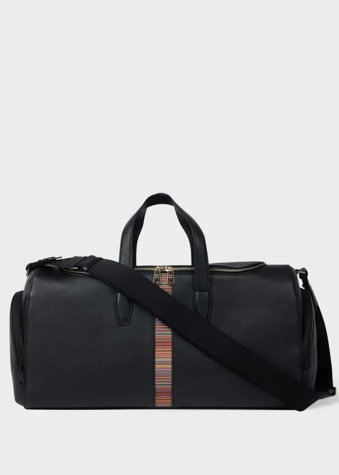 Mens Paul Smith Bags Black Leather 039Signature Stripe039 Holdall Bag