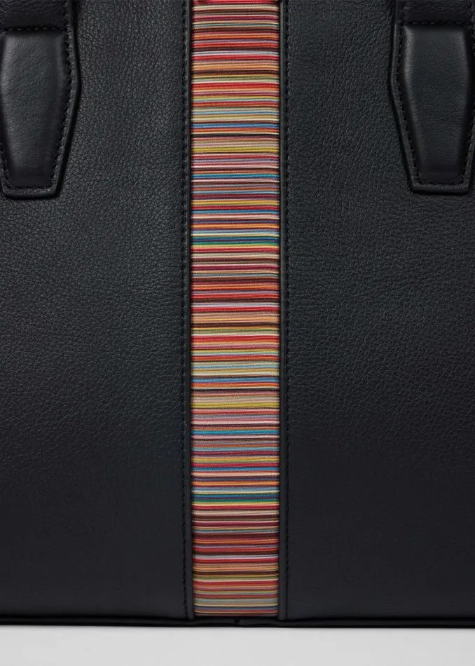 Mens Paul Smith Bags Black Leather 039Signature Stripe039 Holdall Bag