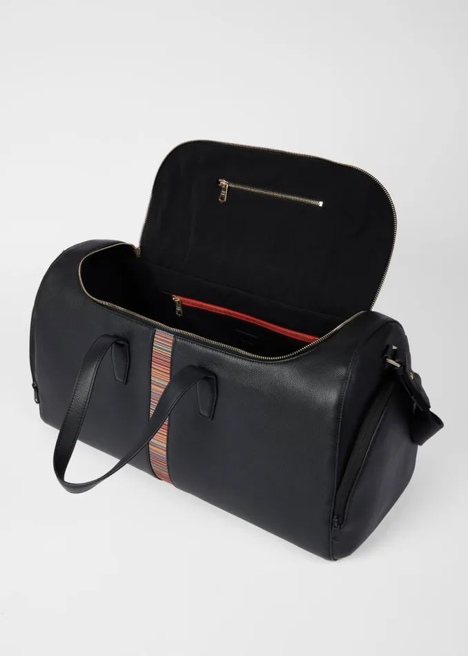 Mens Paul Smith Bags Black Leather 039Signature Stripe039 Holdall Bag