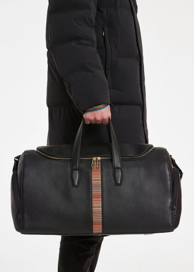 Mens Paul Smith Bags Black Leather 039Signature Stripe039 Holdall Bag