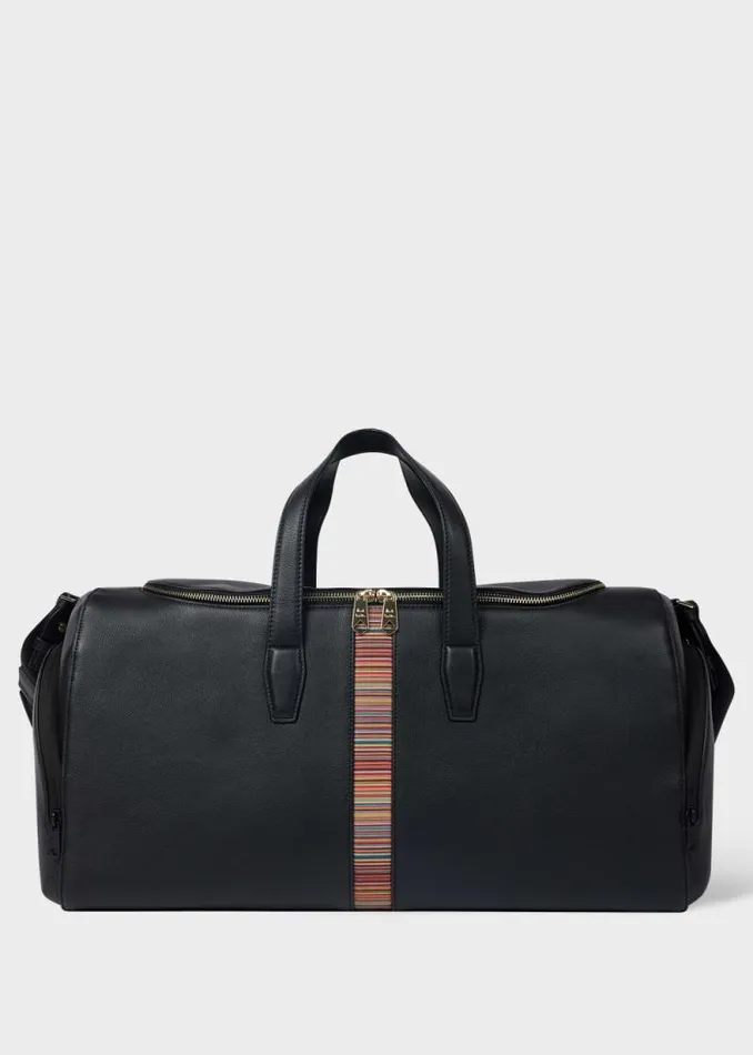 Mens Paul Smith Bags Black Leather 039Signature Stripe039 Holdall Bag