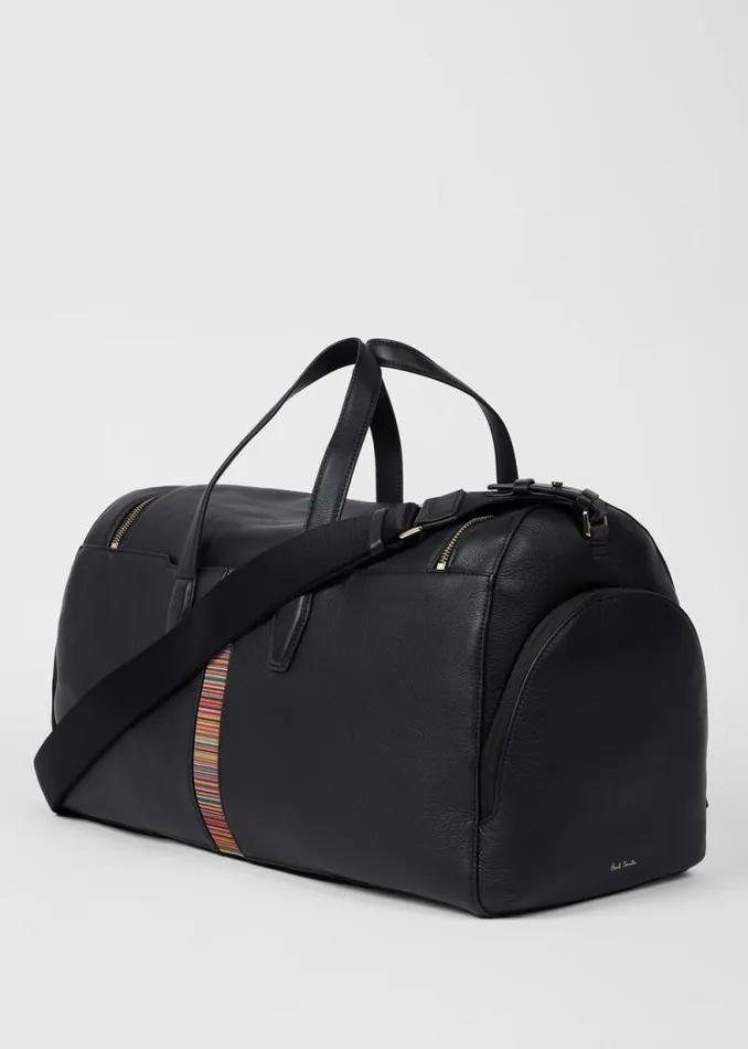 Mens Paul Smith Bags Black Leather 039Signature Stripe039 Holdall Bag