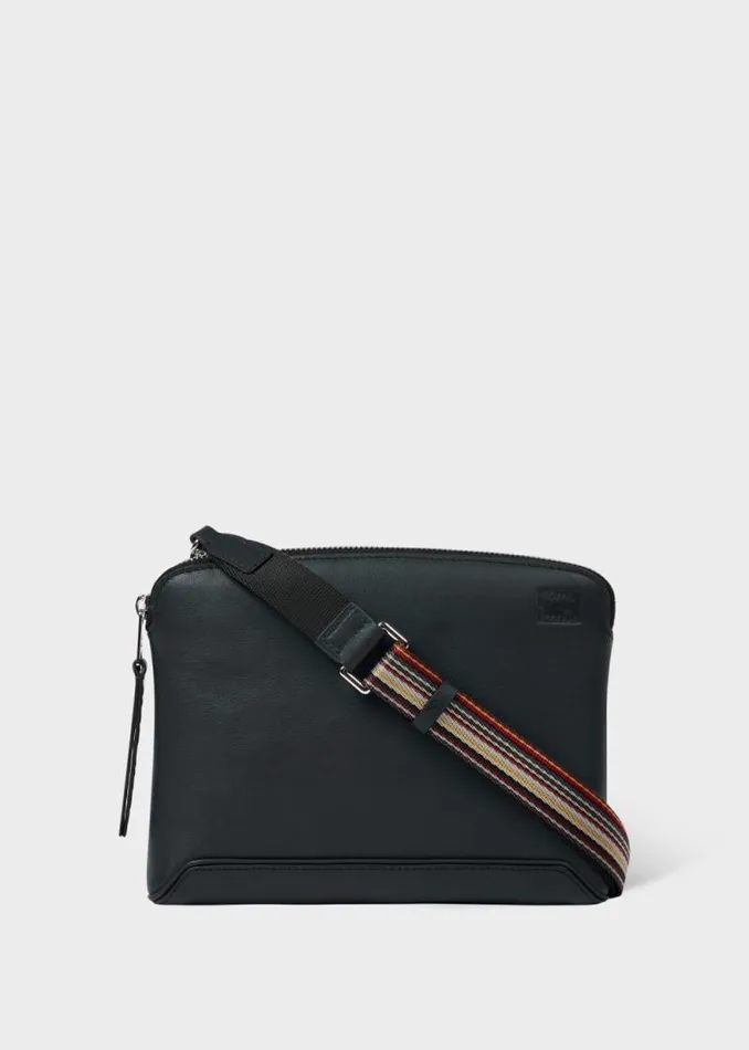 Mens Paul Smith Bags Blue Leather 039Signature Stripe039 Musette Bag