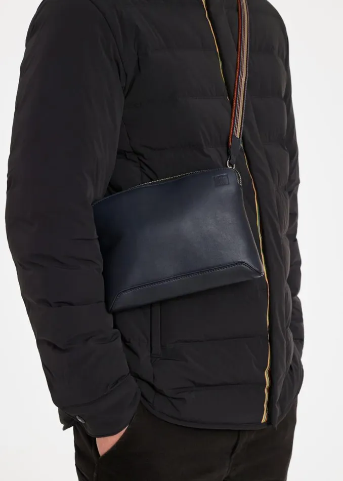Mens Paul Smith Bags Blue Leather 039Signature Stripe039 Musette Bag